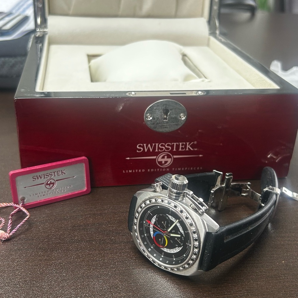 Swiss Tech Black and Silver Watch with Sleek Design